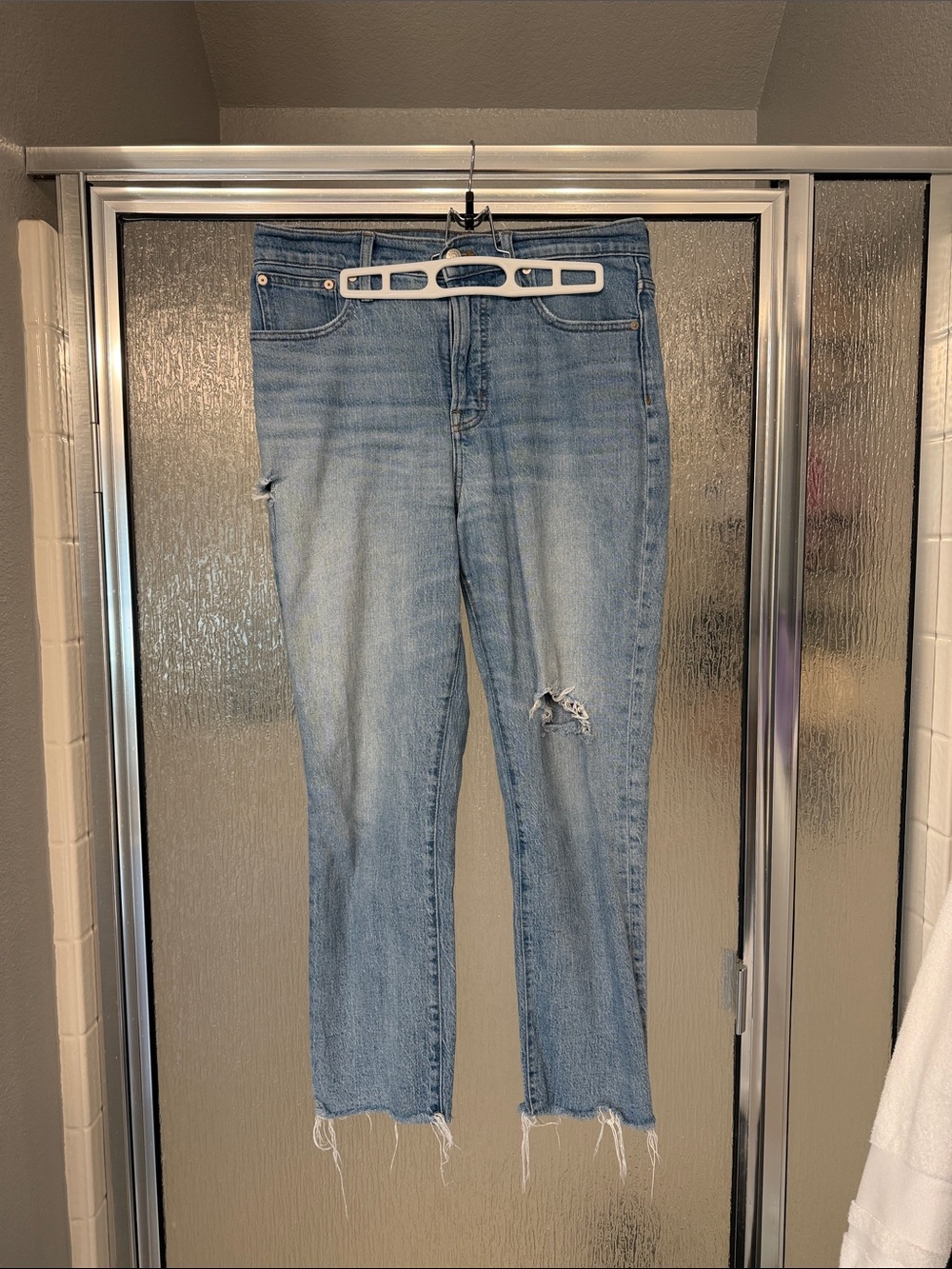 Madewell Light Blue Distressed Straight-Leg Jeans